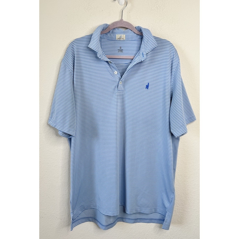 johnnie-O Hangin' Out Colter Polo‎ Shirt Men's XL Blue White Stripe Stretch Golf